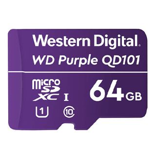 WESTERN DIGITAL, Purple Surveillance 64GB MicroSD SDXC, Read/Write 100/60MB/s.