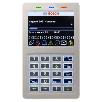 BOSCH, Solution 6000, Keypad + Smart Prox, RS485, 3.5" Alphanumeric Colour LCD, WHITE, Touch tone & backlit keys, Adj volume, backlight & contrast, Suits Solution 6000 panel