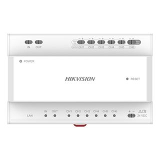 HIKVISION, Intercom, Gen 2-Y, 2-Wire Controller module, 6x 2-Wire interfaces with power, 1x RJ45, 8x indicators, Din rail, 24V DC