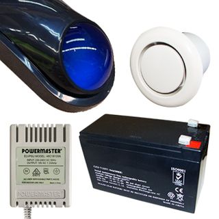 NETDIGITAL, Alarm accessory bundle, includes Slimline Style BLACK Cover, Siren/Horn, Strobe & Tamper switch (WP06), 12V 7AH Battery, 18V AC 1.33A plug pack, Flush Mount screamer