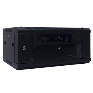 GLOBAL, 4RU 19" Rack Cabinet, Wall mount, 600(W) x 279(H) x 450(D)mm, With lockable glass front door and removable lockable side doors, Dark grey powder coated finish, 11kg,