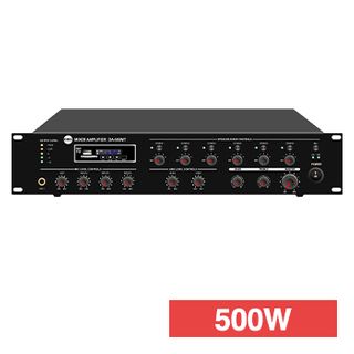 CMX, 6 Zone, Mixer power amplifier, 500W RMS, Outputs 100V line and 4-16 Ohms, 6 Zones with volume, 3 balanced and 1 unbalanced mic inputs, 2 unbalanced aux inputs,MP3 player, DAB+, FM tuner