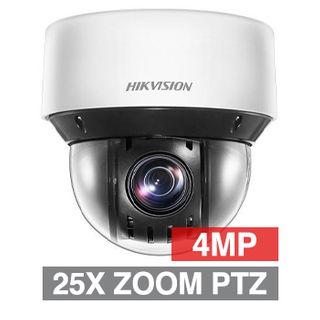 HIKVISION, 4MP IP Outdoor IR Surface mount PTZ Dome Camera, White, WDR, 50m IR, 1/2.8" CMOS, 25x Zoom, Human/Vehicle detection, IP66, 12V DC or POE