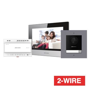 HIKVISION, Intercom, Gen 2-Y, Two wire intercom kit, includes 1 x DS-KD8003Y-IME2 surface door station, 1 x DS-KH6320Y-WTE2 7" room station, 1 x KAD704-P, WiFi, Black, AU adapter