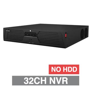 HIKVISION, 8K-IP NVR, 32 channel, 320Mbps bandwidth, NO HDD, (8x 14TB max), RAID, VMD, USB/Network backup, 2 x Ethernet, 2x USB2.0 & 2x USB3.0, 1 Audio In/Out, 2x HDMI/2x VGA