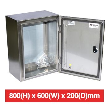 PSS, Enclosure, Stainless Steel, Weather resistant, IP66 & IK10 rated, 800(H) x 600(W) x 200(D)mm, Includes 2X T- Lock cabinet lock, keyed locks are optional (STP-K2).