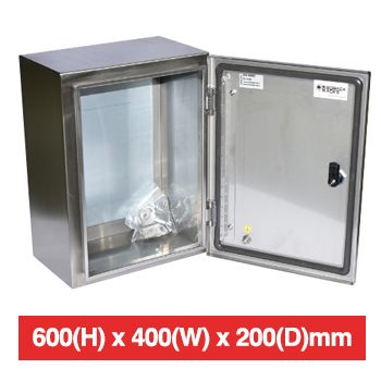 PSS, Enclosure, Stainless Steel, Weather resistant, IP66 & IK10 rated, 600(H) x 400(W) x 200(D)mm, Includes 2X T- Lock cabinet lock, keyed locks are optional (STP-K2).