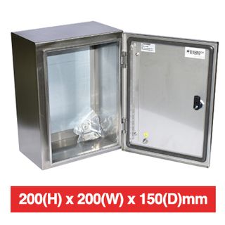 PSS, Enclosure, Stainless Steel, Weather resistant, IP66 & IK10 rated, 200(H) x 200(W) x 150(D)mm, Includes T- Lock cabinet lock, keyed locks are optional (STP-K2).