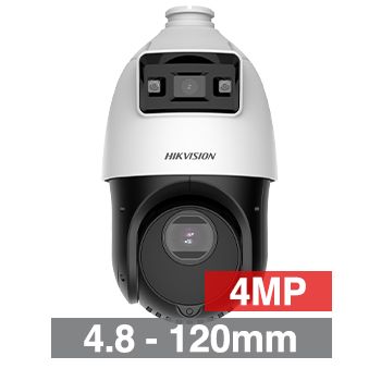 HIKVISION, TandemVu 2 x 4MP HD-IP in one, 25x optical PTZ & 2.8mm fixed camera, White/Black, 30m white light/300m IR, 1/2.8" PTZ & 1/3" CMOS fixed, H.265+, IP66, 12V DC/PoE+