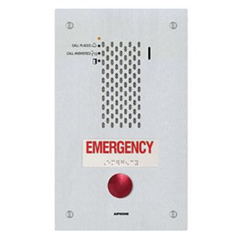 AIPHONE, IX Series, IP Direct Audio emergency button (no standard call button), Flush mount, Stainless steel, PoE 802.3af, Contact input, Relay output