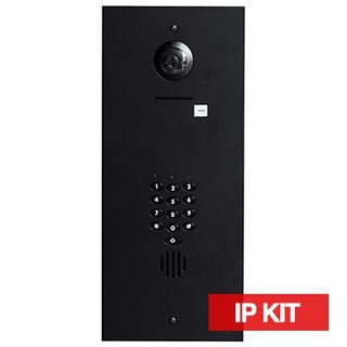 BOUJEE BOXES, Door station & keypad flush mount kit to suit HIKVISION IP intercom & Bosch CP155B keypad, BLACK powdercoated plate, Includes DS-KD8003-IME1, DS-KD-ACF3 & CP155B