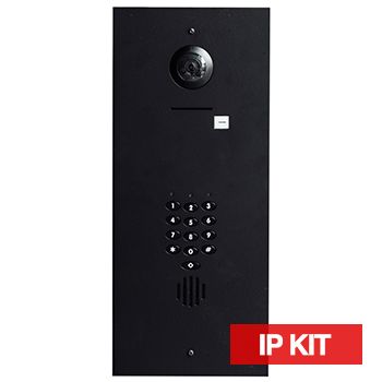 BOUJEE BOXES, Door station & keypad flush mount kit to suit HIKVISION IP intercom & Bosch CP155B keypad, BLACK powdercoated plate, Includes DS-KD8003-IME1, DS-KD-ACF3 & CP155B