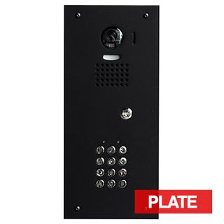 BOUJEE BOXES, Door station & keypad flush mount facia plate to suit AIPHONE JO intercom & AIPHONE AC-10U keypad, BLACK powdercoated plate, Cut outs for JO-DVF & AC-10U