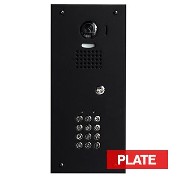 BOUJEE BOXES, Door station & keypad flush mount facia plate to suit AIPHONE JO intercom & AIPHONE AC-10U keypad, BLACK powdercoated plate, Cut outs for JO-DVF & AC-10U