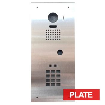 BOUJEE BOXES, Door station & keypad flush mount facia plate to suit AIPHONE JO intercom & SIFER keypad, STAINLESS finish plate, Cut outs for JO-DVF & SIFER