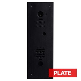BOUJEE BOXES, Door station & keypad flush mount facia plate to suit AIPHONE JO intercom & BOSCH CP155B keypad, BLACK powdercoated plate, Cut outs for JO-DVF & CP155B
