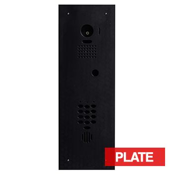 BOUJEE BOXES, Door station & keypad flush mount facia plate to suit AIPHONE JO intercom & BOSCH CP155B keypad, BLACK powdercoated plate, Cut outs for JO-DVF & CP155B