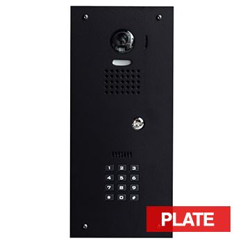 BOUJEE BOXES, Door station & keypad flush mount facia plate to suit AIPHONE JO intercom & SIFER keypad (NOT PROX), BLACK powdercoated plate, Cut outs for JO-DVF & SIFER