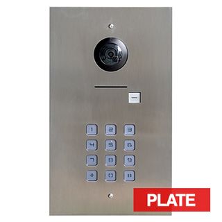 BOUJEE BOXES, Door station & keypad flush mount facia kit to suit HIKVISION devices, STAINLESS finish plate, Cut outs for DS-KD8003-IMEx & DS-KD-KP