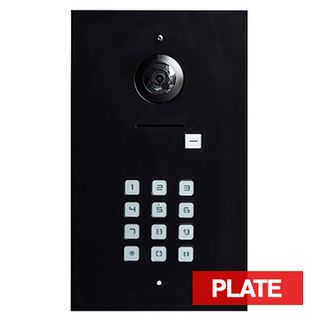 BOUJEE BOXES, Door station & keypad flush mount facia plate to suit HIKVISION devices, BLACK powdercoated plate, Cut outs for DS-KD8003-IMEx & DS-KD-KP