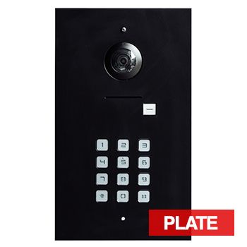 BOUJEE BOXES, Door station & keypad flush mount facia plate to suit HIKVISION devices, BLACK powdercoated plate, Cut outs for DS-KD8003-IMEx & DS-KD-KP