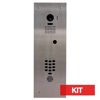 BOUJEE BOXES, Door station & keypad flush mount kit to suit AIPHONE JO intercom & Bosch keypad, STAINLESS finish plate, Includes CP155B & GT-4B