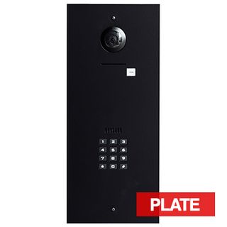 BOUJEE BOXES, Door station & keypad flush mount facia plate to suit HIKVISION intercom & SIFER keypad, BLACK powdercoated plate, Cut outs for DS-KD8003-IMEx & SIFER