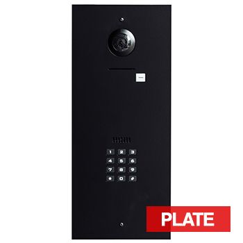 BOUJEE BOXES, Door station & keypad flush mount facia plate to suit HIKVISION intercom & SIFER keypad, BLACK powdercoated plate, Cut outs for DS-KD8003-IMEx & SIFER