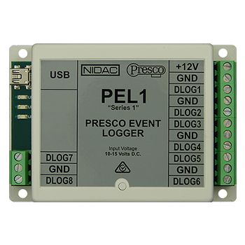 NIDAC (Presco), Data Logger, Stores up to 5,000 events with Time & Date stamping and up to 800 users with names up to 32 characters, Accepts up to 8x Presco PAC controllers (16 doors), 12V DC