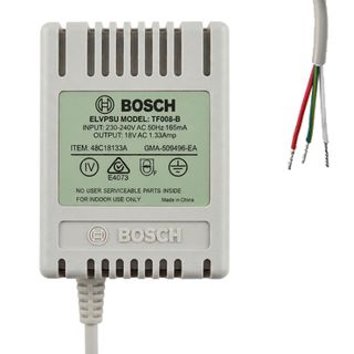 BOSCH, Power supply, 18V AC, 1.33 amp, Plug pack style, Tinned leads, suits Bosch alarm panels, 58x77x57mm (WxHxD).