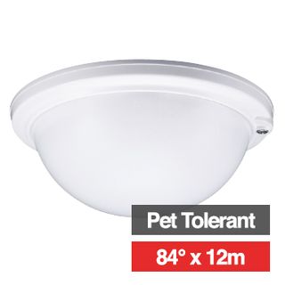TAKEX, Detector, PIR, Ceiling mount, Pet tolerant (max 18kg), 84deg angle 12x12m, 2 - 4.9m mounting height (2.5m MAX for Pets) , Mirror optics, Adj. sensitivity, N/O and N/C contacts, 10-18V DC, 25mA