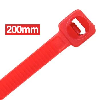 CABAC, Cable ties, 200mm x 4.8mm, RED, Packet of 100