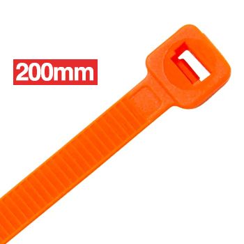 CABAC, Cable ties, 200mm x 4.8mm, ORANGE, Packet of 100