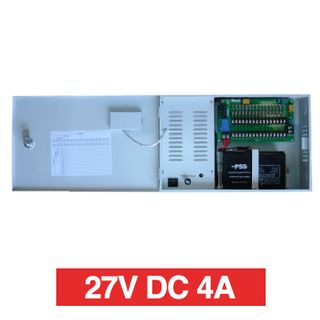 PSS, Power supply, 27V DC 4A, Wall mount, Short circuit protection, 9 x 1A fused outputs (4A max total), Circuit status LEDs, Voltage display, 362(W) x 332(H) x 92(D)mm, incl 2x 9ah batteries.