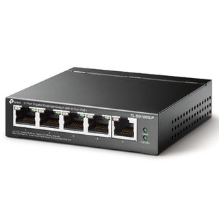 TP LINK, 5 port gigabit POE switch, Desk mount, Steel case, 5x 10/100/1000Mbps (4 with POE+), 40W POE budget, 53.5V DC, includes PSU.