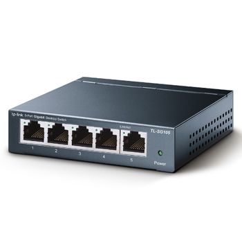 TP LINK, 5 port gigabit switch, Desk mount, Steel case, 5x 10/100/1000Mbps NON-POE ports, Fanless, 5V DC, includes PSU.