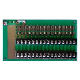 PSS, Fused power distribution board, 24V AC input, 16x M205 1 Amp fused outputs, Screw terminals, Upgradeable fuses