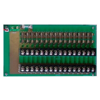 PSS, Fused power distribution board, 24V AC input, 16x M205 1 Amp fused outputs, Screw terminals, Upgradeable fuses