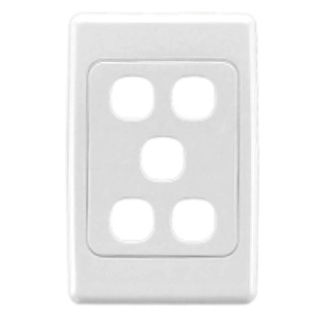 CLIPSAL, 2000 Series, Wall switch plate, Five gang, White