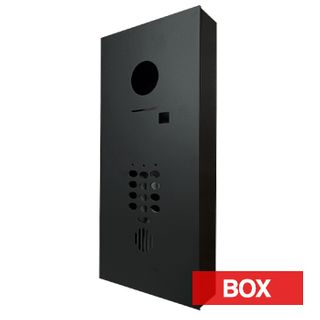 BOUJEE BOXES, Door station & keypad flush surface mount box & plate to suit HIKVISION intercom & Bosch CP155B keypad, BLACK powdercoated box, Cut outs for DS-KD8003-IMEx & CP155B