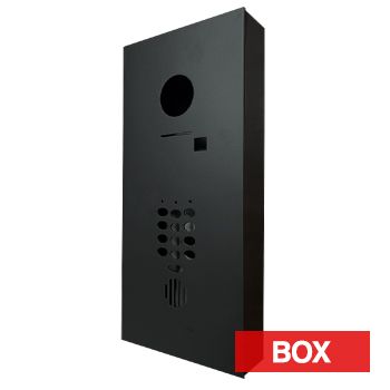 BOUJEE BOXES, Door station & keypad flush surface mount box & plate to suit HIKVISION intercom & Bosch CP155B keypad, BLACK powdercoated box, Cut outs for DS-KD8003-IMEx & CP155B