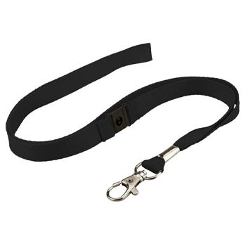 NETDIGITAL, Flat lanyard, 15mm width, Black, 80cm length, With superior swivel clip attachment and safety breakaway,