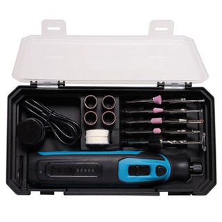 MICRON, Rotary tool, Lithium battery, Adjustable speed, For cutting, polishing, sanding or drilling, Complete with 42 accessories, Rechargable via USB-C, 1 hour battery use.