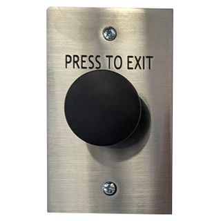 NETDIGITAL, Switch plate, Wall, Labelled "Press to Exit", Stainless steel, With black mushroom head push button, N/O and N/C contacts