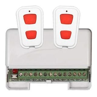 SECOR, Wireless Dual Press Emergency Pendant kit, Incl 1x Receiver (RRR01) and 2x 2 button pendants (RTO02), relay activation from dual press, 433.92MHz, pendants are IP66, 9-15V DC, max 25 pendants.