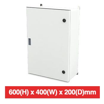 ALLBRO, Hinged enclosure, SMC material, Grey, IP66 & IK10 rated, Flame retardant, Internal Hinges, 600(H) x 400(W) x 200(D)mm, Incl 2 x T- Lock locks & internal SMC device plate for mounting products.