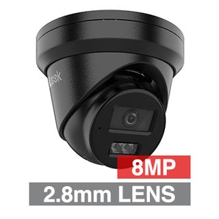 HILOOK, IntelliSense 8MP HD-IP Outdoor Turret camera, Metal, Black, 2.8mm fixed lens, 30m IR, 120dB WDR, Day/Night (ICR), 1/2.7" CMOS, H.265/H.265+, IP67, Tri-axis, Microphone, 12V DC/PoE