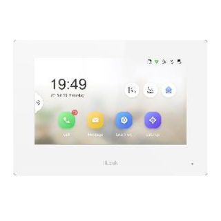 HILOOK, Room station, 7" IPS Touchscreen 1024x600, Hands free, 8CH alarm inputs, Call tone mute with indicator, White, Max 128GB SD, 12V DC, POE, WIFI.