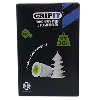 GRIPIT, Self drive plaster board anchor, holds up to 20kg, 100 pack