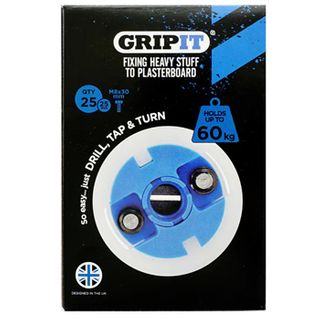 GRIPIT, 25mm plaster board anchor, Drill/Tap/Turn technology, holds up to 60kg, 25 pack